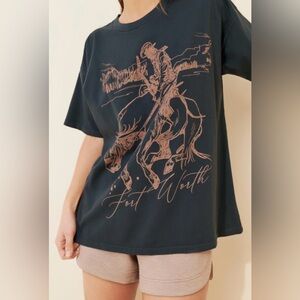 Daydreamer Charcoal Tee with Tan Cowboy Graphic